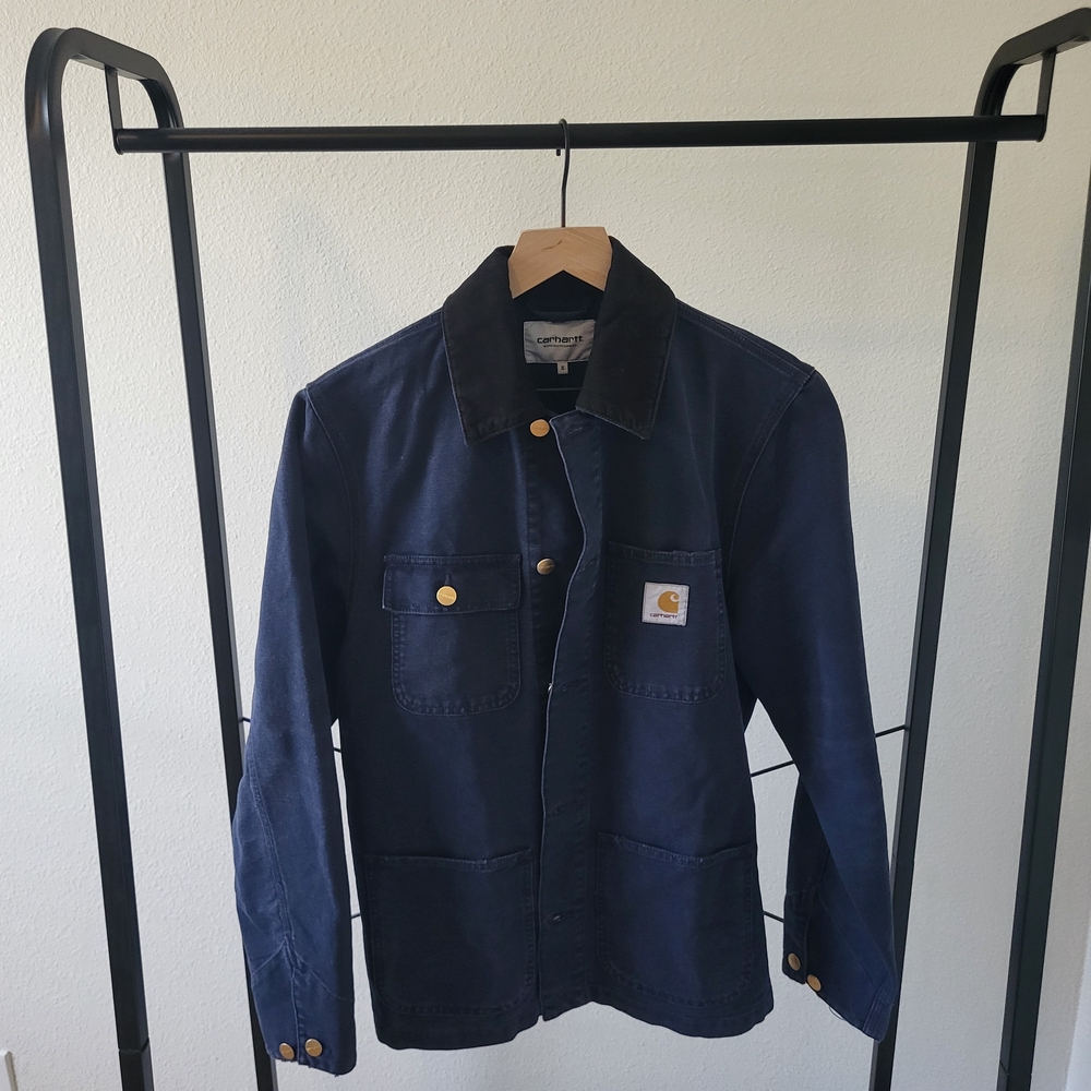 Carhartt Men's Chore Coat Spring Dark Blue Jacket Excellent Condition Never Worn - Picture 2 of 2